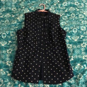 Navy blue polka dot dress shirt